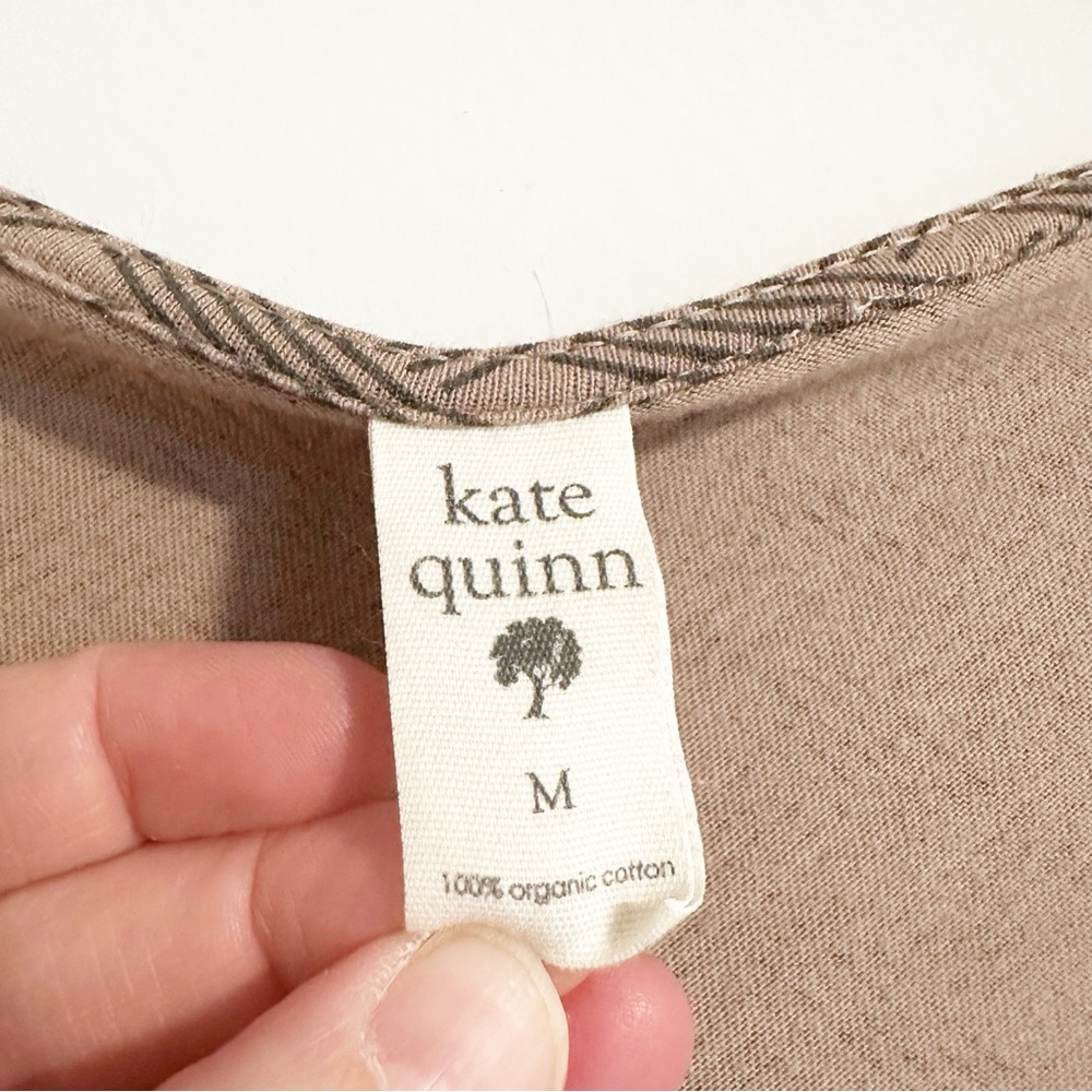 Kate Quinn Jumpsuit Button Front Brown Patterned Jogger Short Sleeve Cotton - Picture 2 of 5